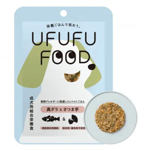 【福岡市】成犬用総合栄養食 食物アレルギーに配慮した 手づくりごはん UFUFU FOOD レトルト 真ダラとさつま芋4パック 犬用 いぬ