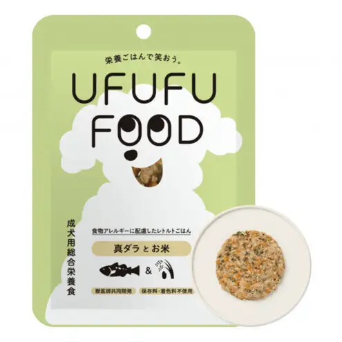 【福岡市】成犬用総合栄養食 食物アレルギーに配慮した 手づくりごはん UFUFU FOOD  レトルト 真ダラとお米4パック 犬用 いぬ