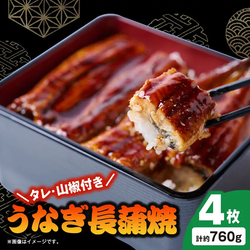 うなぎ長蒲焼約760g(約190g×4)【配送不可地域：離島】【1743620】