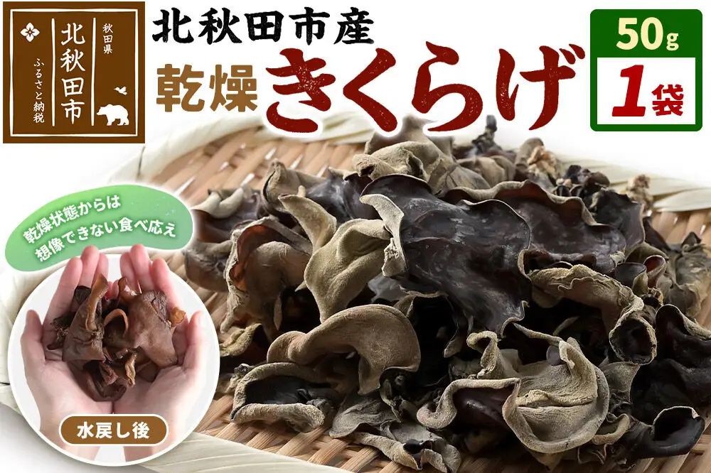 国産 乾燥きくらげ 50g 天日干し 秋田県北秋田市産