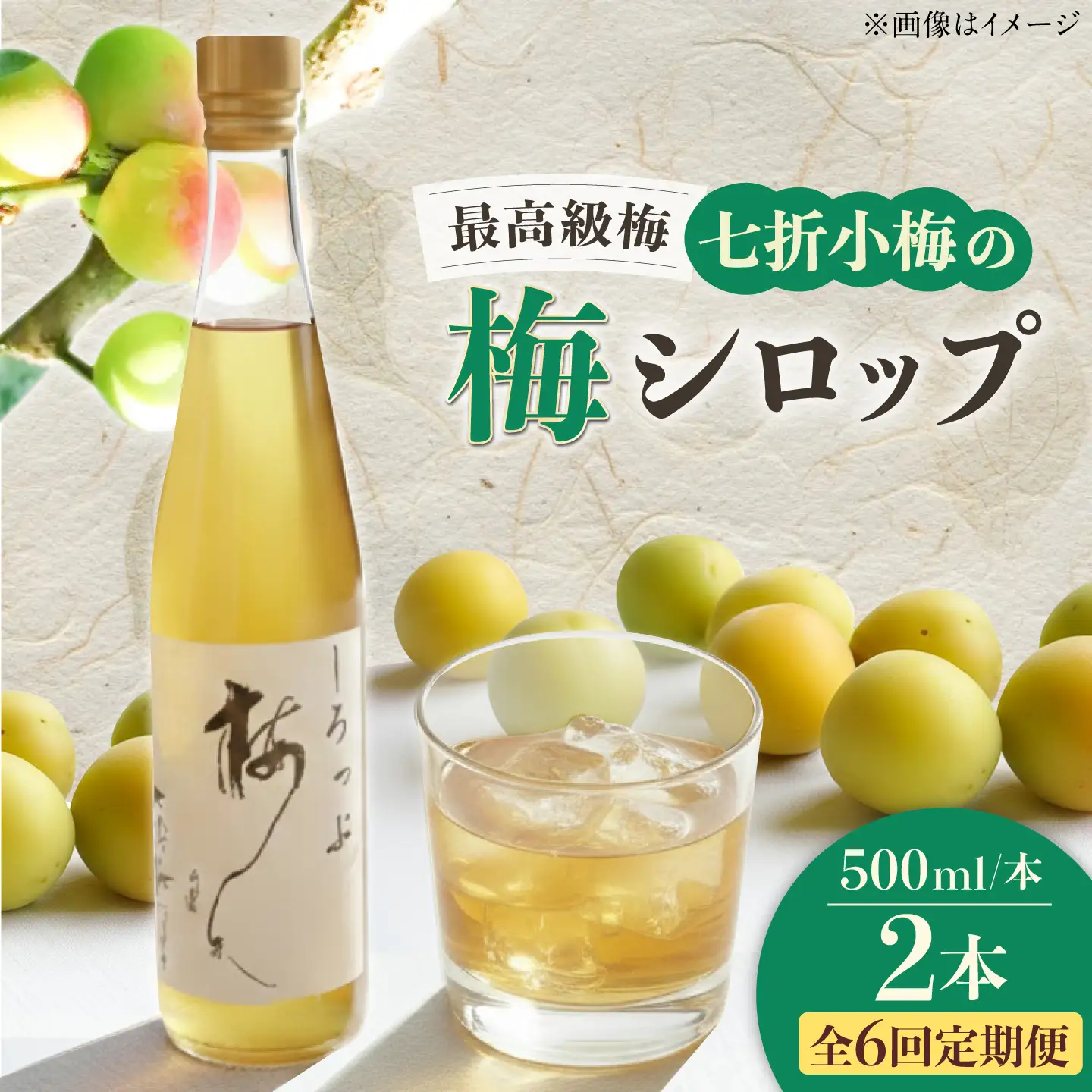 【全6回定期便】梅シロップ 七折小梅の梅シロップ 500ml×2本 / 梅シロップ シロップ 梅 うめ ウメ 七折小梅 梅ジュース 国産 砂糖 炭酸割り うめジュース 希釈用 プレゼント ギフト 人気 おすすめ / 愛媛県砥部町/農事組合法人ななおれ梅組合[BJAG003]