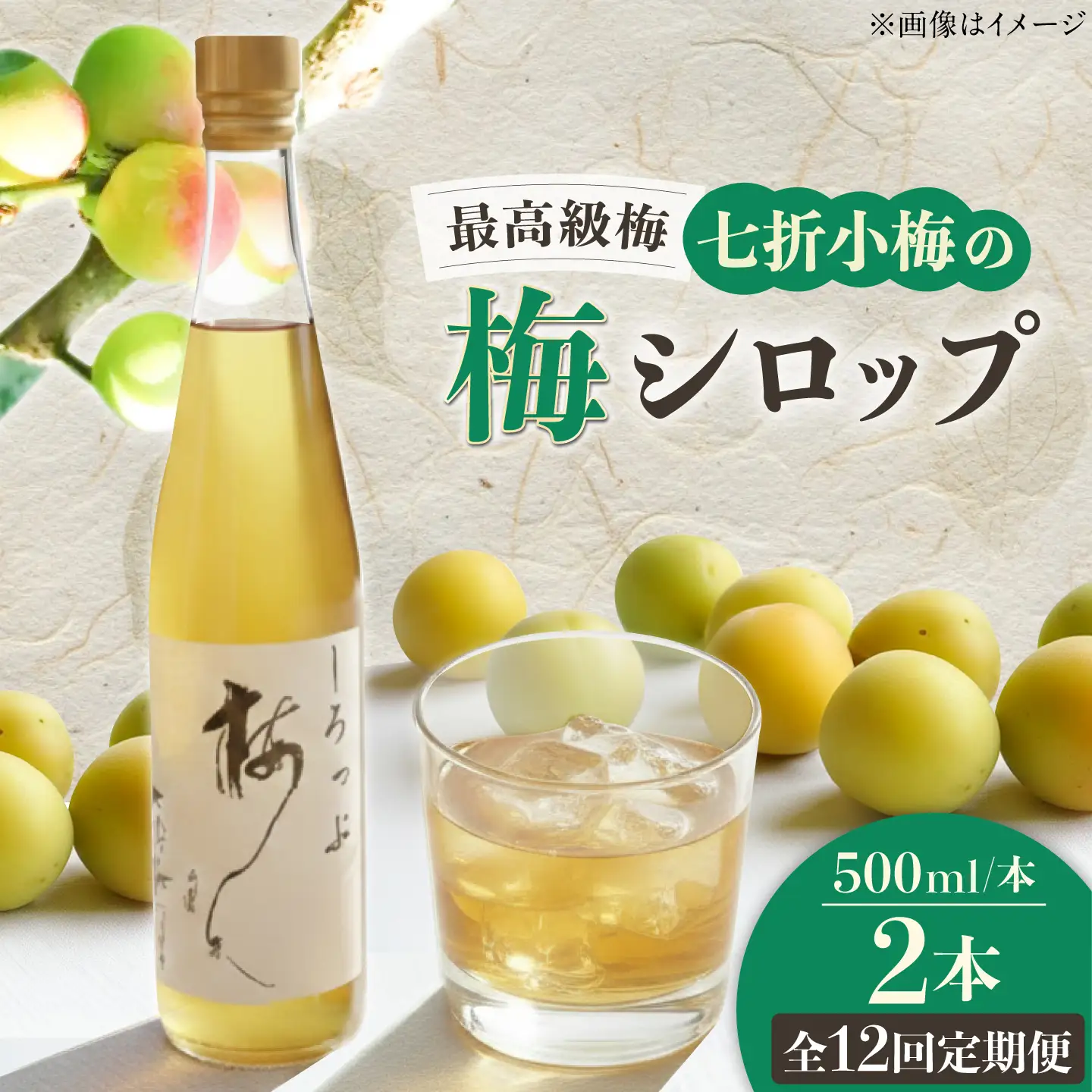 【全12回定期便】梅シロップ 七折小梅の梅シロップ 500ml×2本 / 梅シロップ シロップ 梅 うめ ウメ 七折小梅 梅ジュース 国産 砂糖 炭酸割り うめジュース 希釈用 プレゼント ギフト 人気 おすすめ / 愛媛県砥部町/農事組合法人ななおれ梅組合[BJAG004]