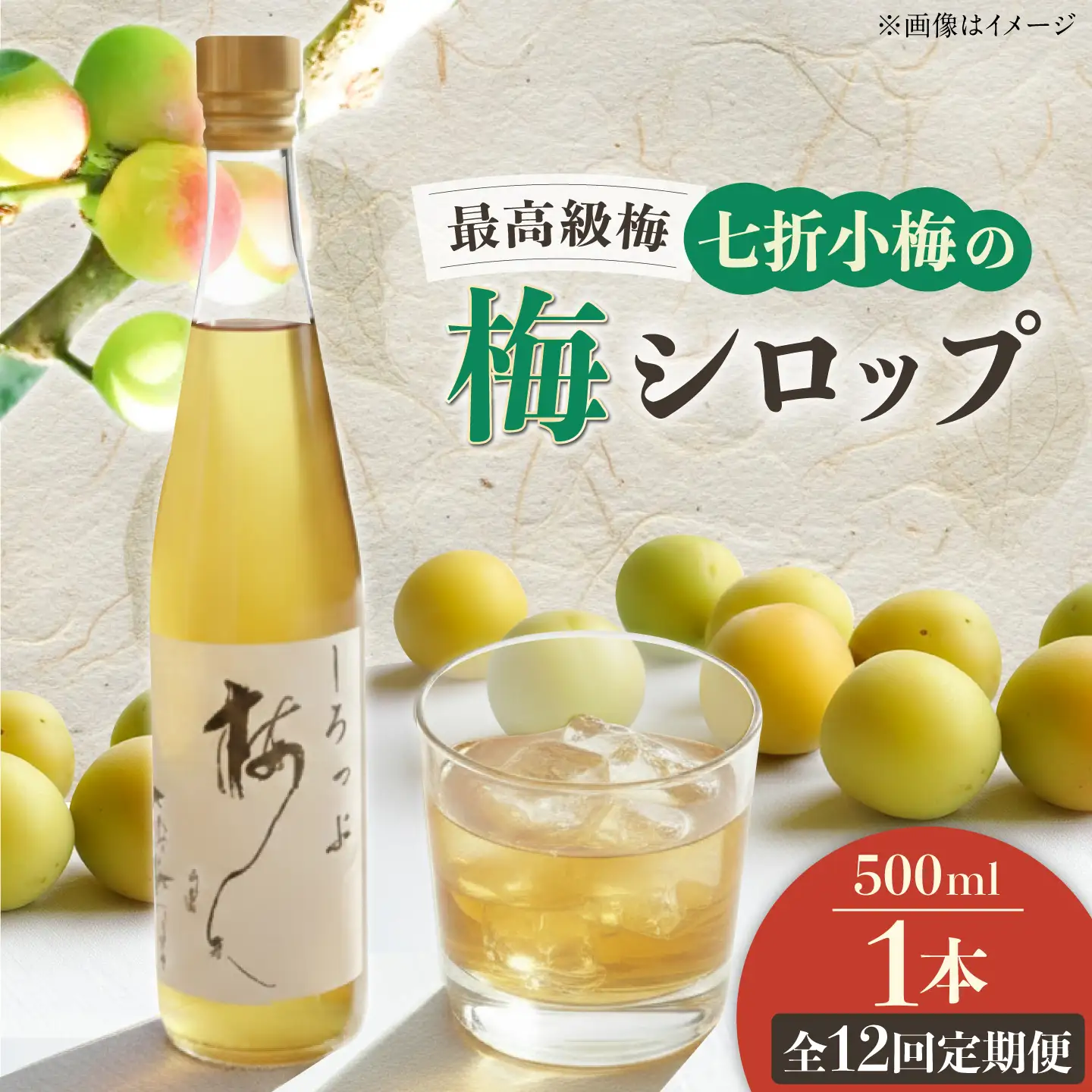 【全12回定期便】梅シロップ 七折小梅の梅シロップ 500ml×1本 / 梅シロップ シロップ 梅 うめ ウメ 七折小梅 梅ジュース 国産 砂糖 炭酸割り うめジュース 希釈用 プレゼント ギフト 人気 おすすめ / 愛媛県砥部町/農事組合法人ななおれ梅組合[BJAG008]