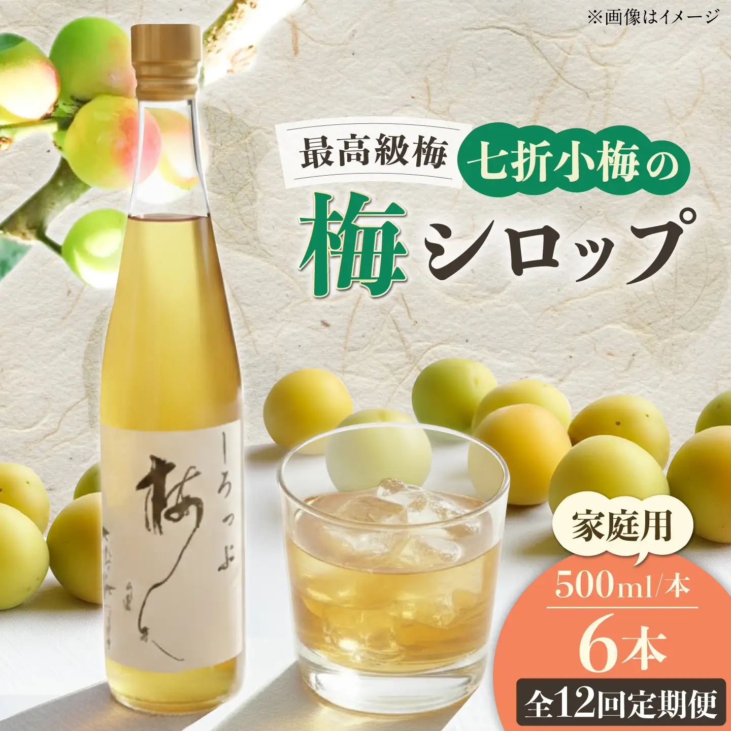 【全12回定期便】梅シロップ 七折小梅の梅シロップ 500ml×6本 / 梅シロップ シロップ 梅 うめ ウメ 七折小梅 梅ジュース 国産 砂糖 炭酸割り うめジュース 希釈用 おいしい 家庭用 人気 おすすめ / 愛媛県砥部町/農事組合法人ななおれ梅組合[BJAG012]