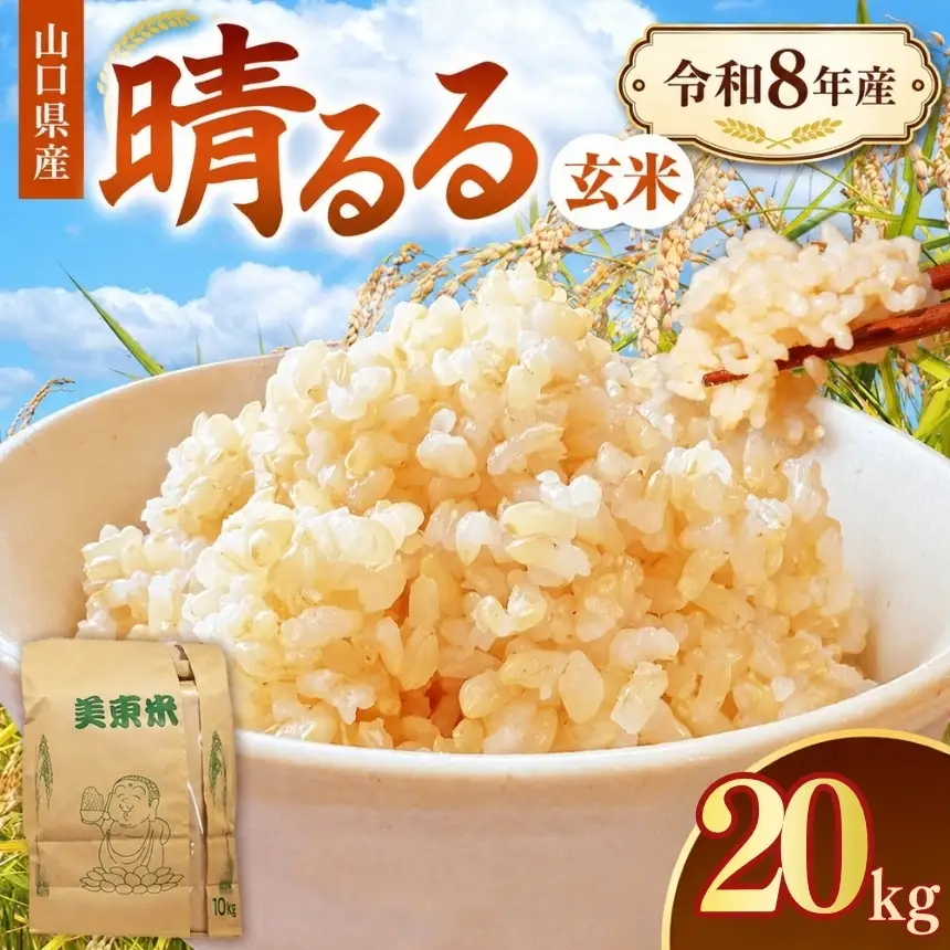 令和8年度産 新米 晴るる 玄米 20kg 村上農園 先行予約 ＜ 2026年9月下旬より11月末まで順次発送 ＞ 