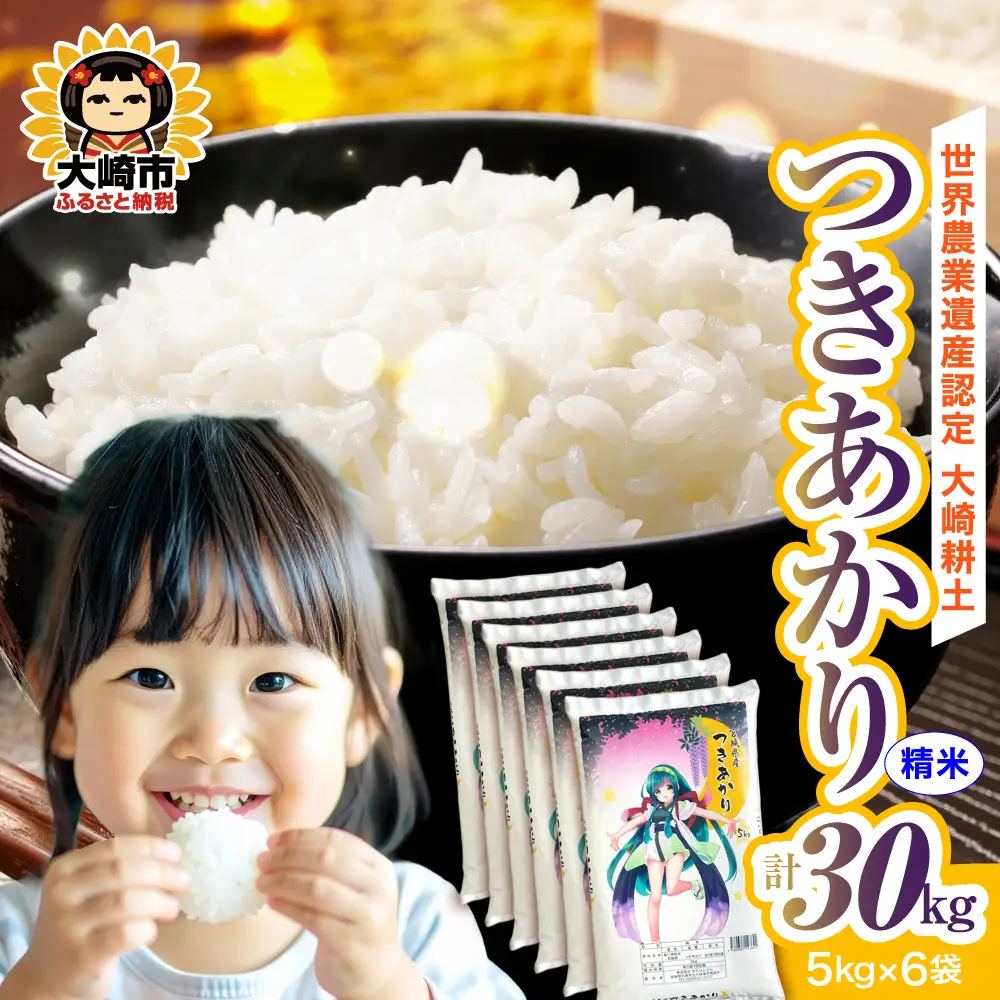 《精米》令和7年 宮城県産 つきあかり 30kg(5kg×6） | ot006-ta-30kg-r704