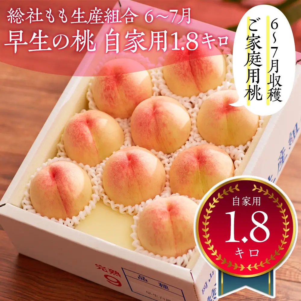 総社もも生産組合　6月-7月早生の桃　自家用1.8kg　2027年発送