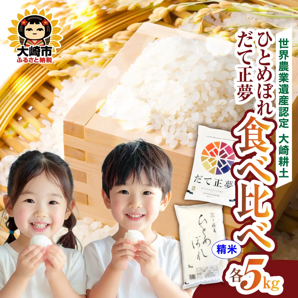 令和7年産　宮城のお米食べ比べ 10kgセット ひとめぼれ／だて正夢 各5kg | ot003-10kg-r704