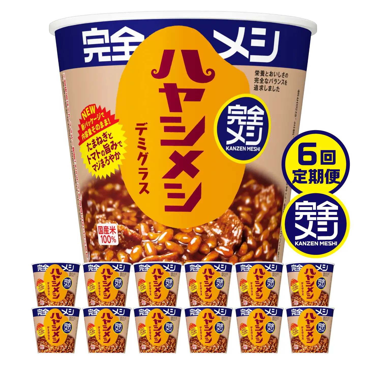 【6回定期便】完全メシ ハヤシメシ デミグラス 2ケース 計12食 / 完全飯 ハヤシライス 常温 保存 カップ飯 非常食 保存食 備蓄 まとめ買い / 栗東市 / 日清食品株式会社[BIBI037]