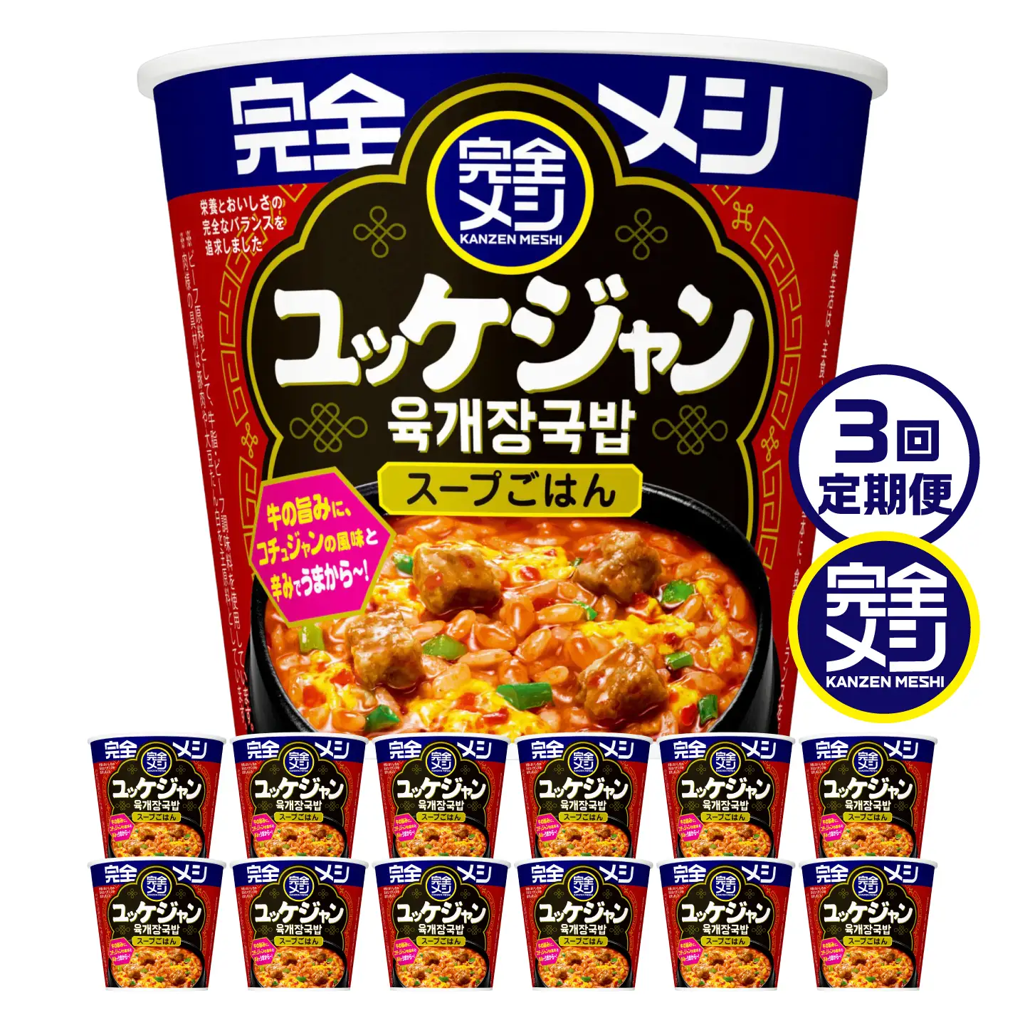 【3回定期便】完全メシ 旨辛メシ ユッケジャン 2ケース 計12食 BIBI040 インスタント