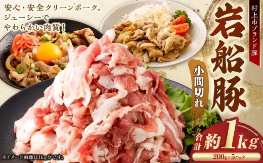 【村上市 豚】 岩船豚 小間切れ 計約1kg（約200g×5パック） ／ 肉 にく お肉 豚肉 ぶた肉 ブタ肉 ポーク こま切れ ジューシー やわらか 小分け 冷凍 国産 001-0001