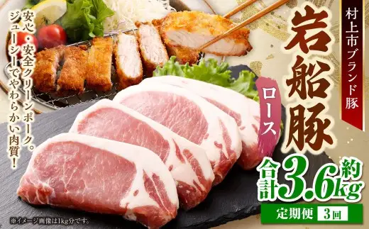 【3回定期便】【村上市 豚】 岩船豚 ロース 約1.2kg（約150g（1枚）×8パック） ／ 肉 にく お肉 豚肉 ぶた肉 ブタ肉 ポーク ロース肉 ジューシー やわらか 小分け 冷凍 国産 001-0014