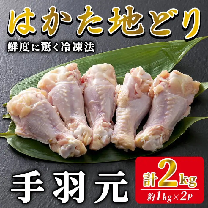 はかた地どり 手羽元 (計2kg・1kg×2P) 真空パック 強い旨味が特徴 煮物や焼き物に便利な小分け鶏肉 地鶏 地どり 鶏肉 九州 国産 手羽 チキン お肉 小分け 冷凍 急速冷凍＜離島配送不可＞【ksg1905】【E2C】