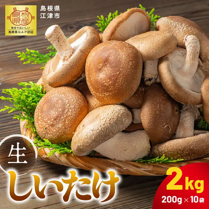 【先行予約】【農家直送】 江津市産 菌床 生しいたけ 200g×10袋 (計2kg) 【2026年11月～4月より順次発送】 GO-3 ｜ 江津市産 国産 生 椎茸 シイタケ しいたけ 菌床椎茸 菌床 肉厚 小分け 食べ応え 厚い 肉厚 うまみ 香り 濃厚 旨味 栄養豊富 食物繊維 低カロリー 鍋 炒め物 煮物 グリル 炊き込みご飯 家庭用