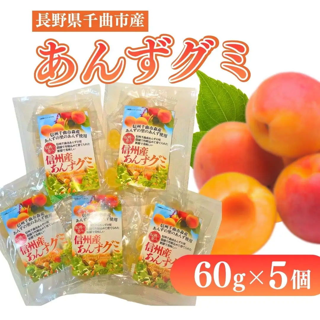 信州 千曲市 森産 あんずグミ5個セット (60g×5個) ｜ グミ