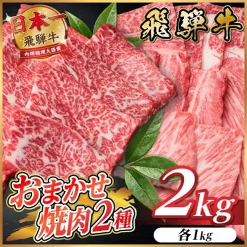 飛騨牛　おまかせ焼肉2種セット約2kg(各約1kg)訳あり【配送不可地域：離島】【1738984】