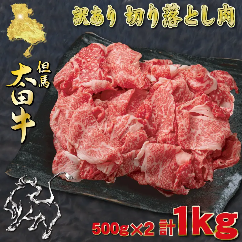 但馬 太田牛 訳あり 切り落とし肉 計1kg OS1-2【配送不可地域：離島】【1743397】