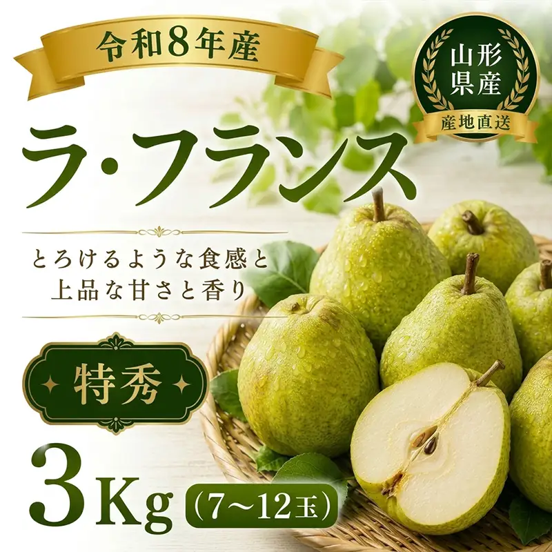 山形産 ラ・フランス 特秀 3kg(7～12玉) FY26-174