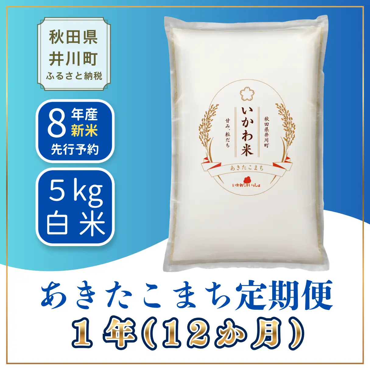 【12か月定期便】あきたこまち 5kg 令和8年産 白米 あきたこまち