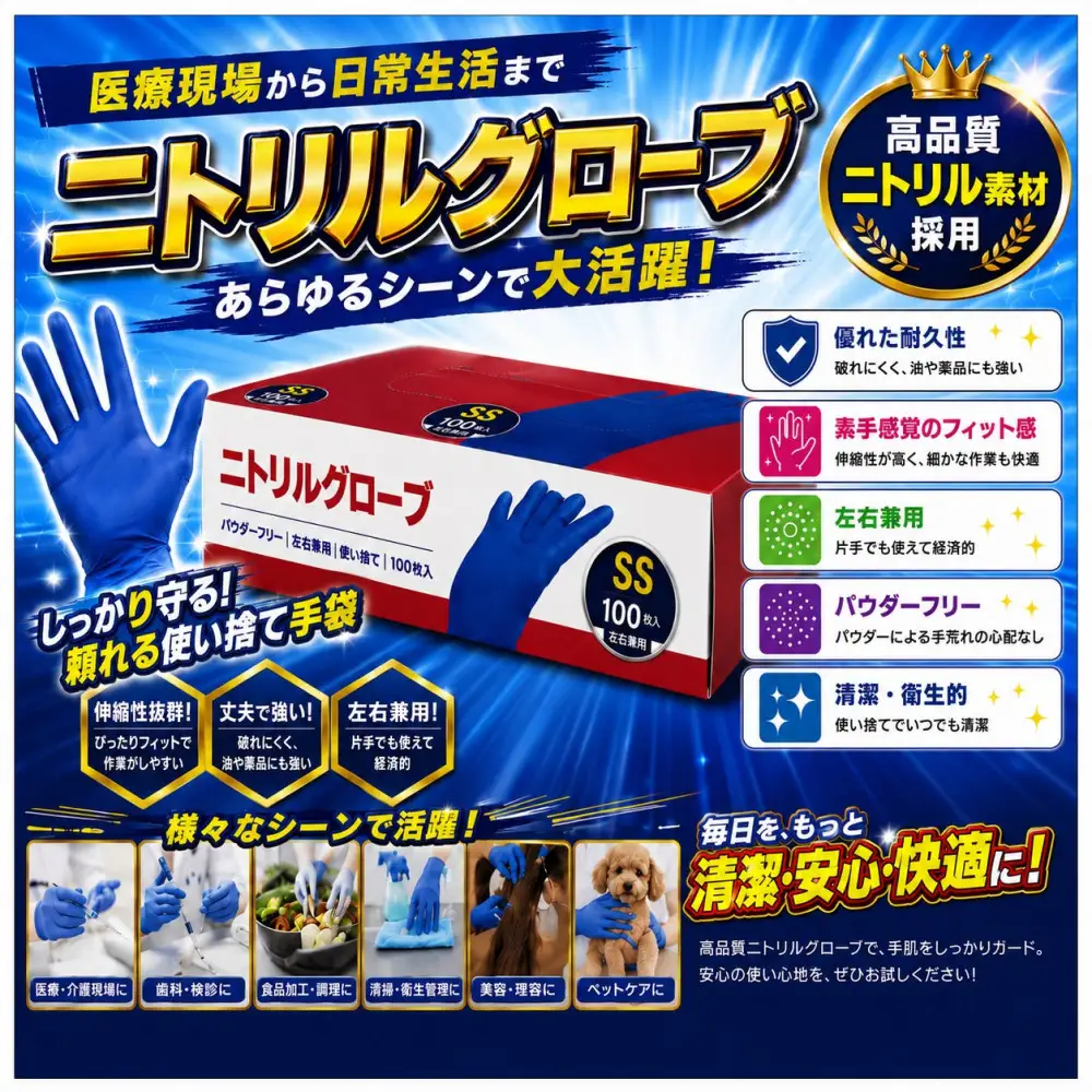 ニトリルグローブSS　100枚入り　2箱