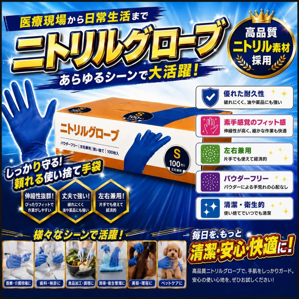 ニトリルグローブS　100枚入り　2箱