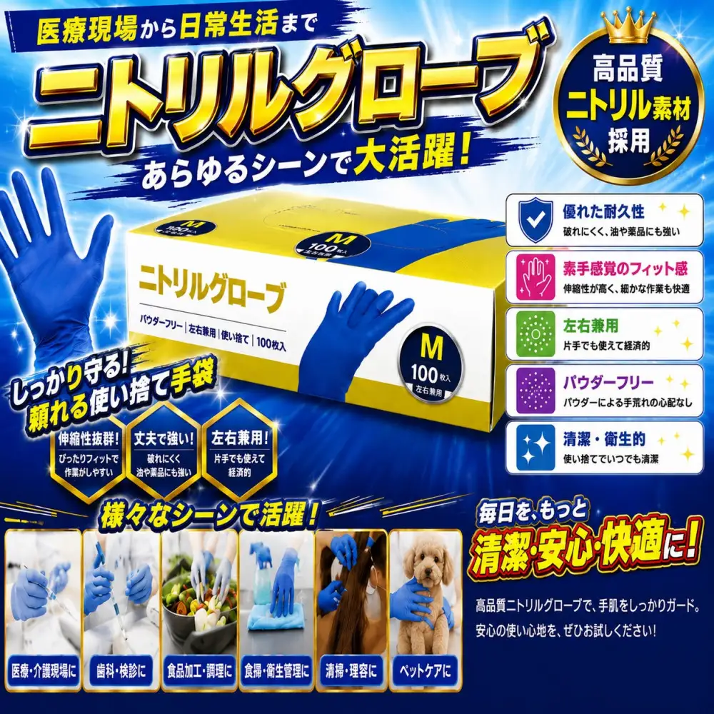 ニトリルグローブM　100枚入り　2箱