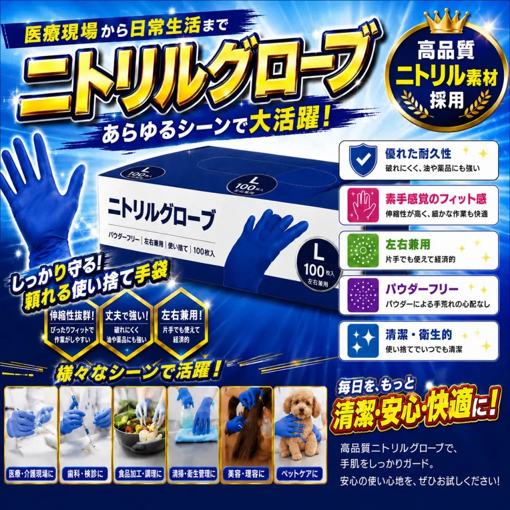 ニトリルグローブL　100枚入り　3箱