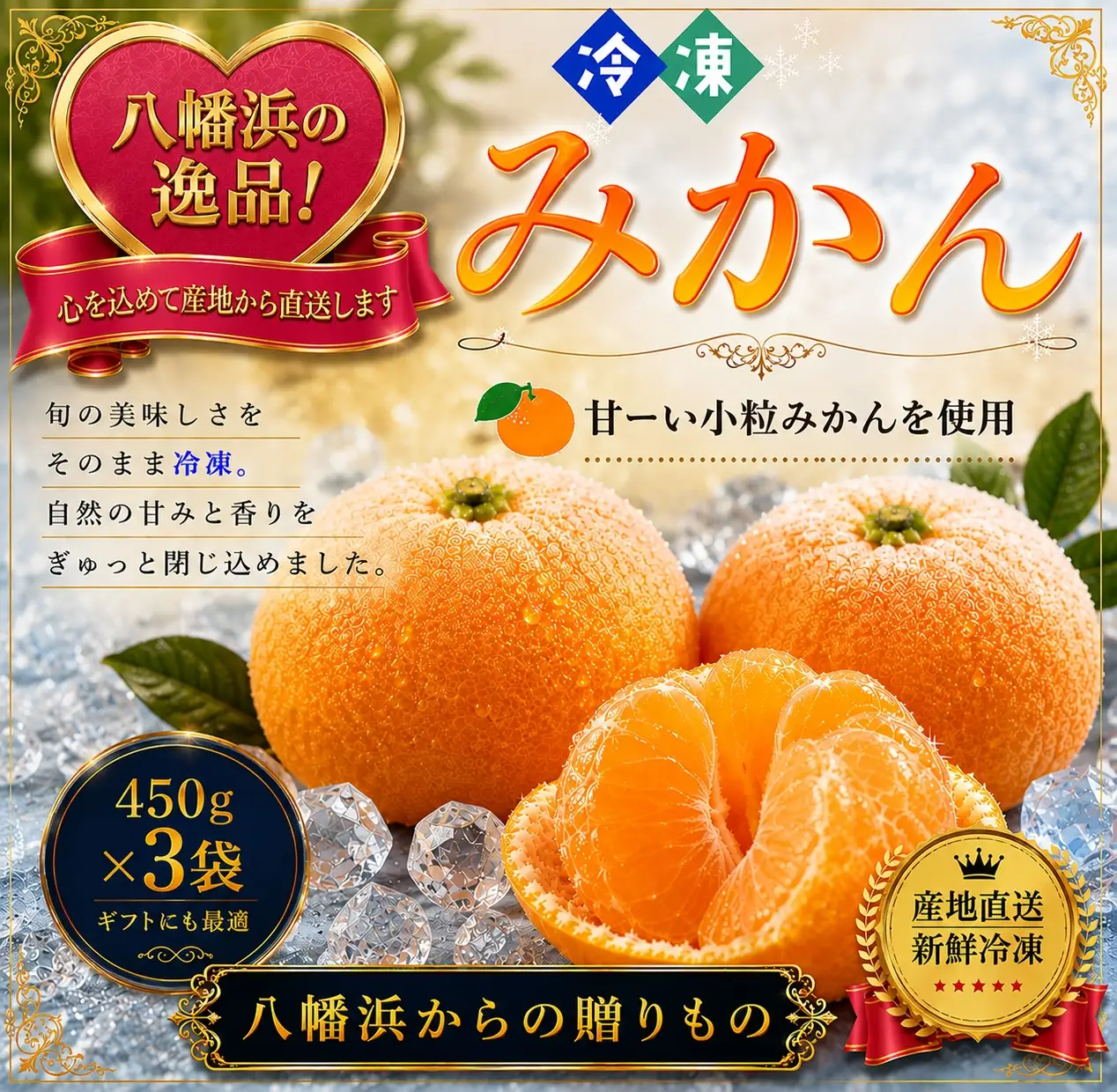 甘くて！おいしい！天然のスイーツ「小粒冷凍みかん」450g入り×3袋【B39-85】YWTF060