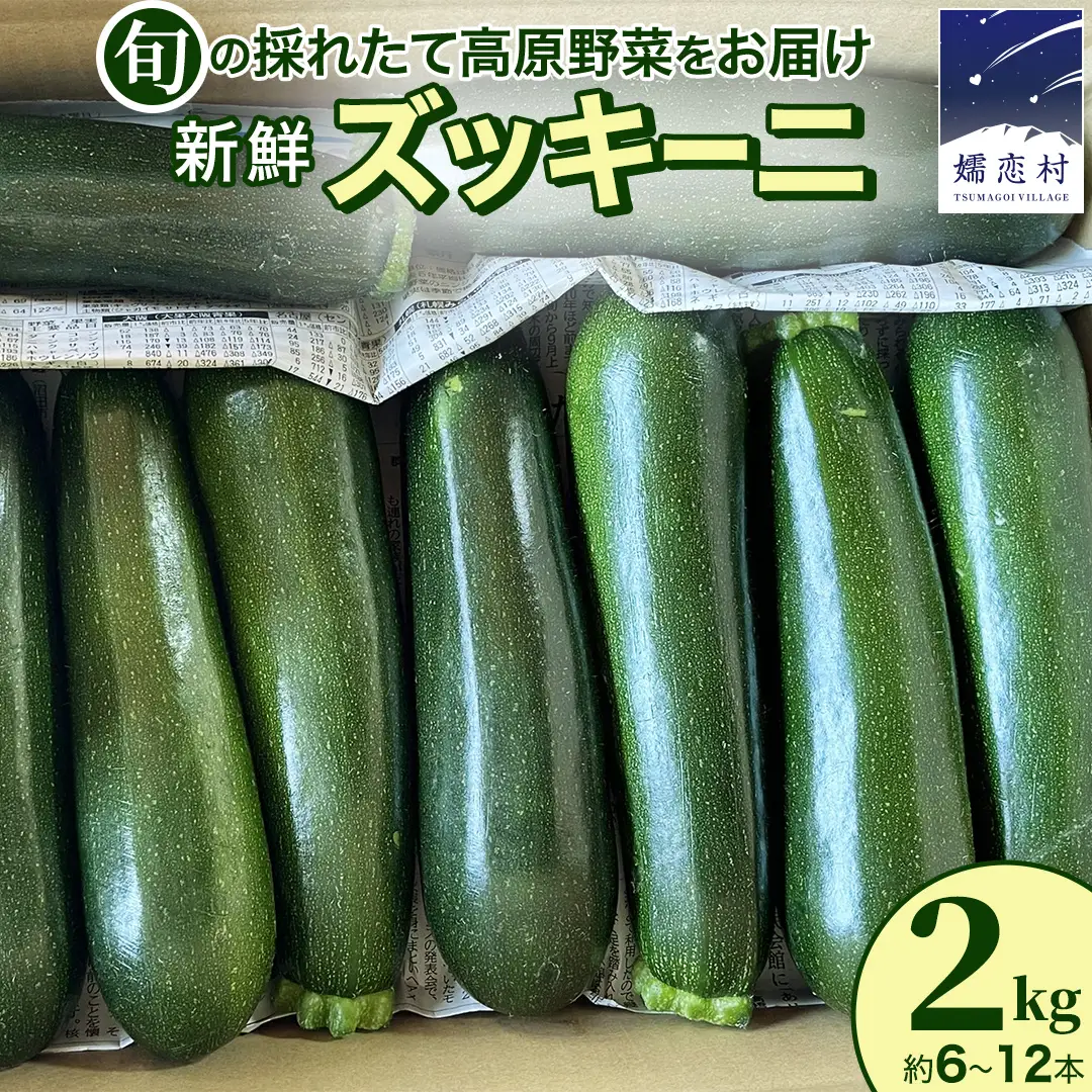 旬の採れたて 新鮮 ズッキーニ 2kg （約6～12本） [BT003tu]