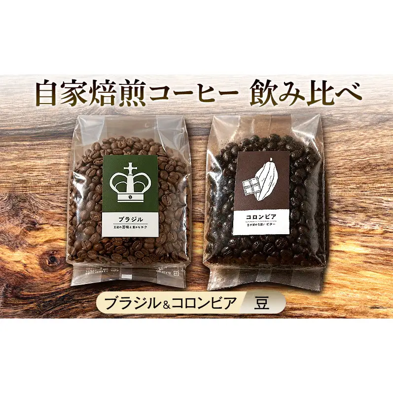 【厳選2種】ビター飲み比べセット・自家焙煎コーヒー（豆）(ブラジル250g、コロンビア239g)