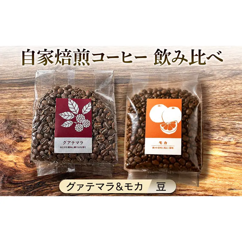 【厳選2種】芳醇なフルーティー飲み比べセット・自家焙煎コーヒー（豆）(グァテマラ221g、モカ285g)