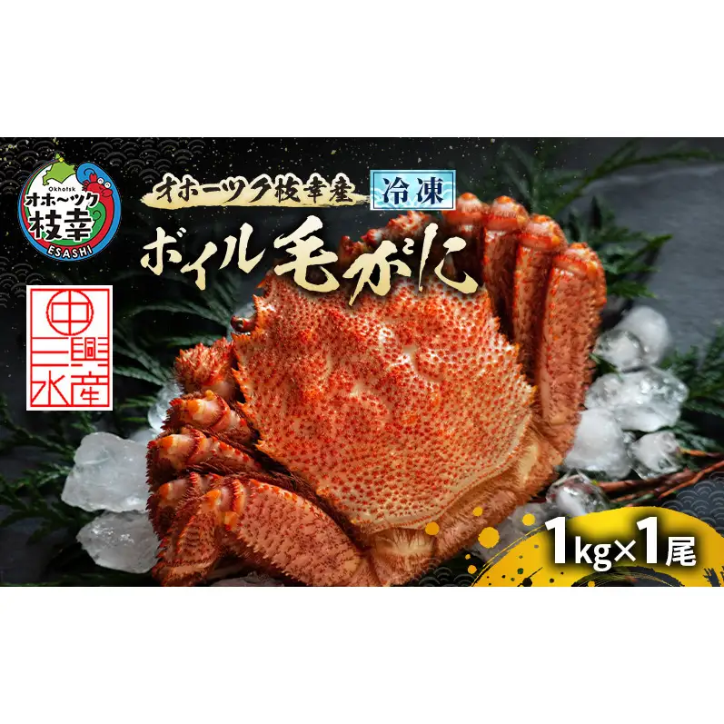 オホーツク枝幸産 冷凍ボイル毛がに 1kg×1尾 毛ガニ