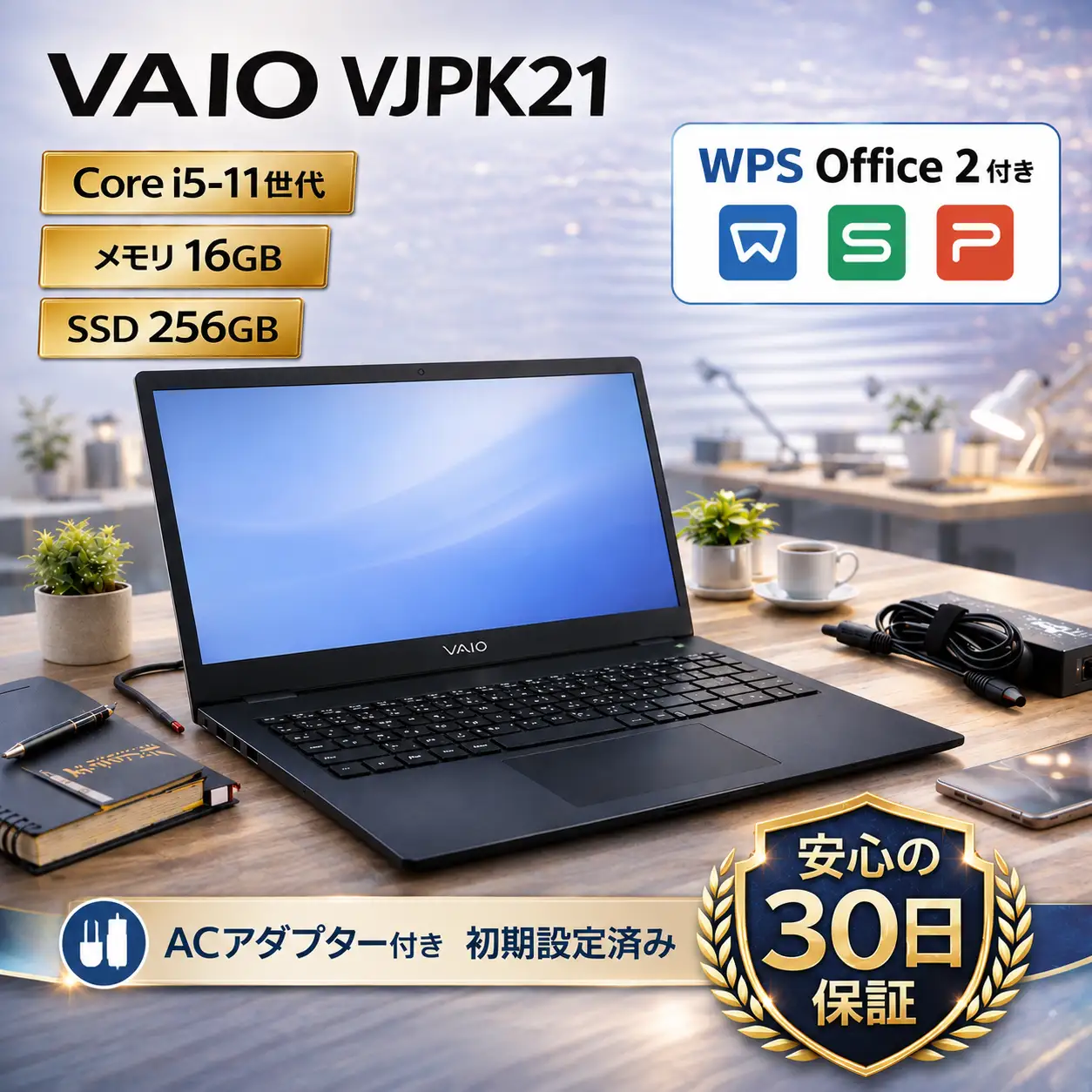 【VAIO VJPK21】第11世代Core i5 / メモリ16GB / 256GB / フルHD ～初期設定済み～　267-03