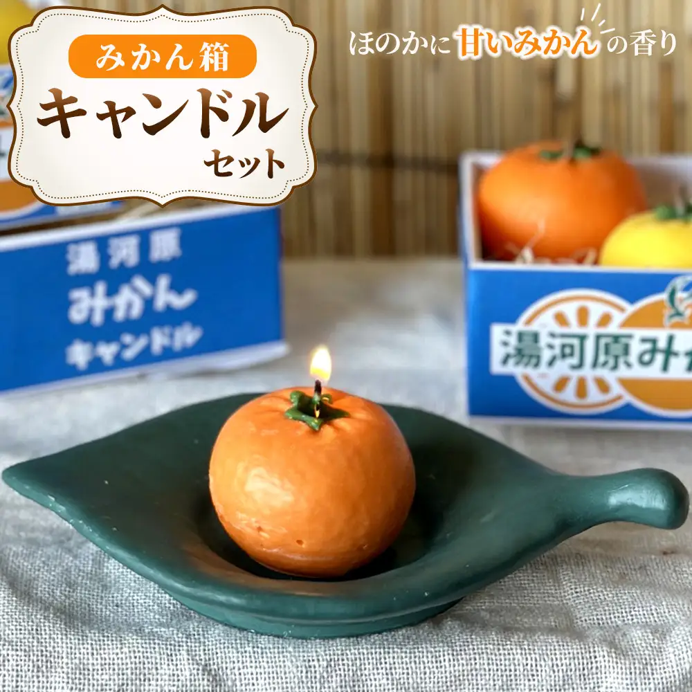 みかん箱キャンドルセット | 湯河原町 みかん キャンドル 癒し ハンドメイド 香り
