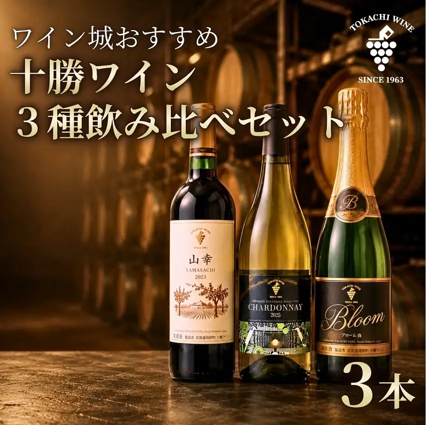 【ふるさと納税】十勝ワイン いけだワイン城おすすめ 3種飲み比べセット 赤ワイン 山幸 白ワイン シャルドネ スパークリング ブルーム白 北海道ワイン 北海道 池田町