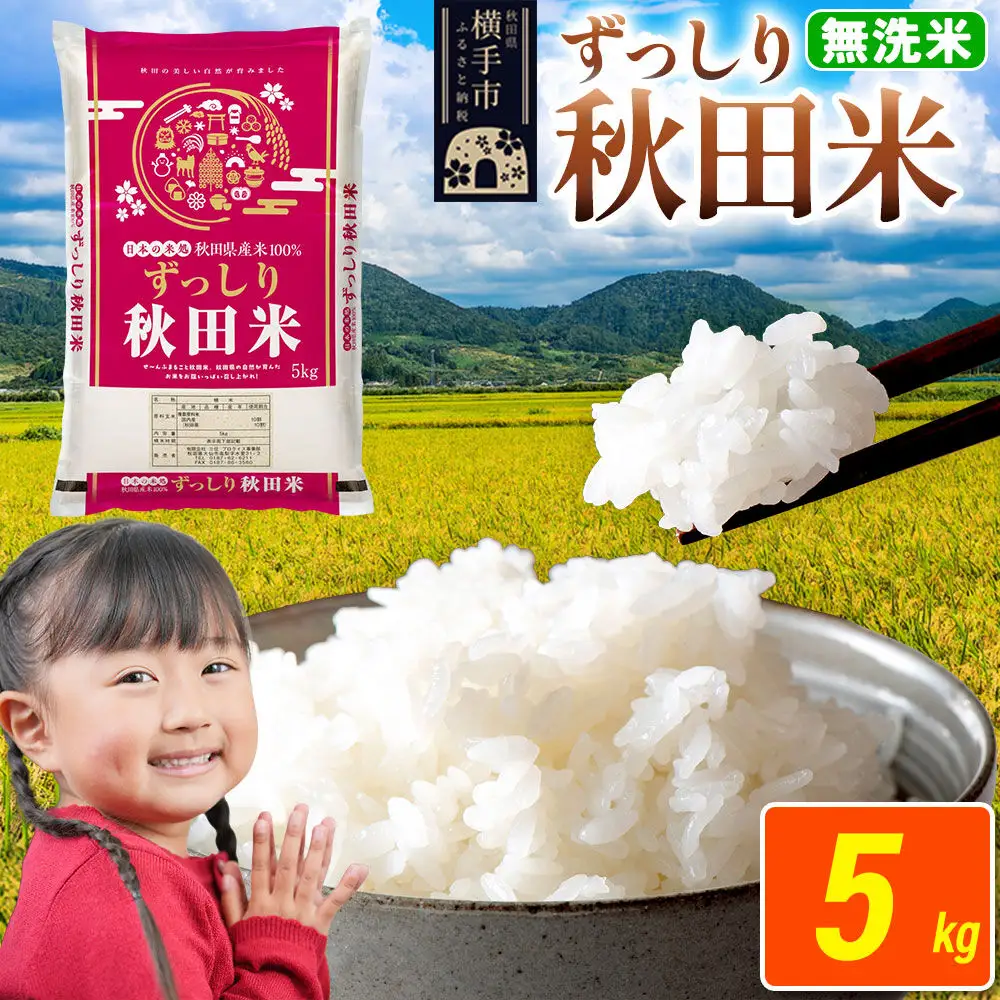 米 秋田県 横手市産 ブレンド米 令和7年産【無洗米】5kg（5kg×1袋）