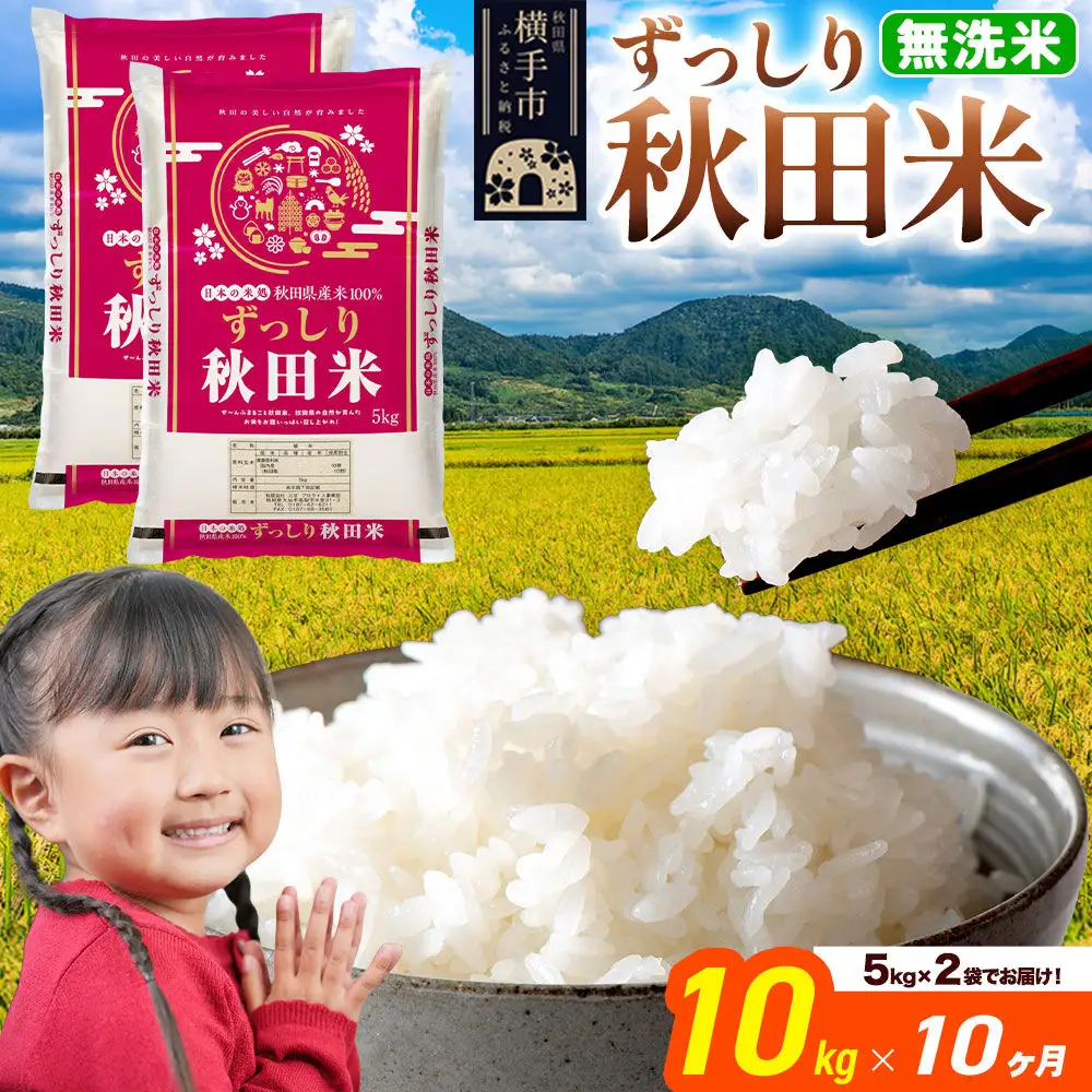 米《定期便10ヶ月》秋田県 横手市産 ブレンド米 令和7年産【無洗米】10kg（5kg×2袋）