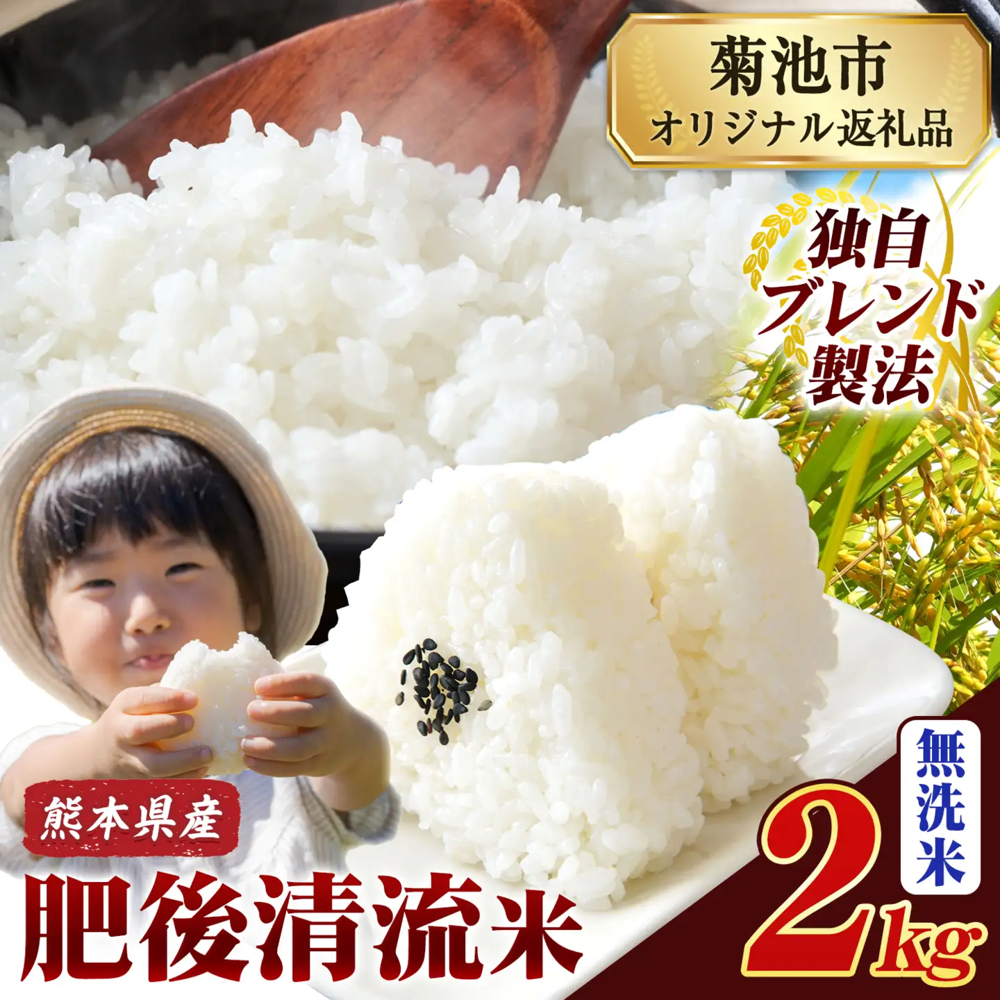 熊本県産 肥後清流米 無洗米 2kg《1-5日以内に出荷予定(土日祝除く)》ふるさとのうぜい 米 こめ コメ 菊池