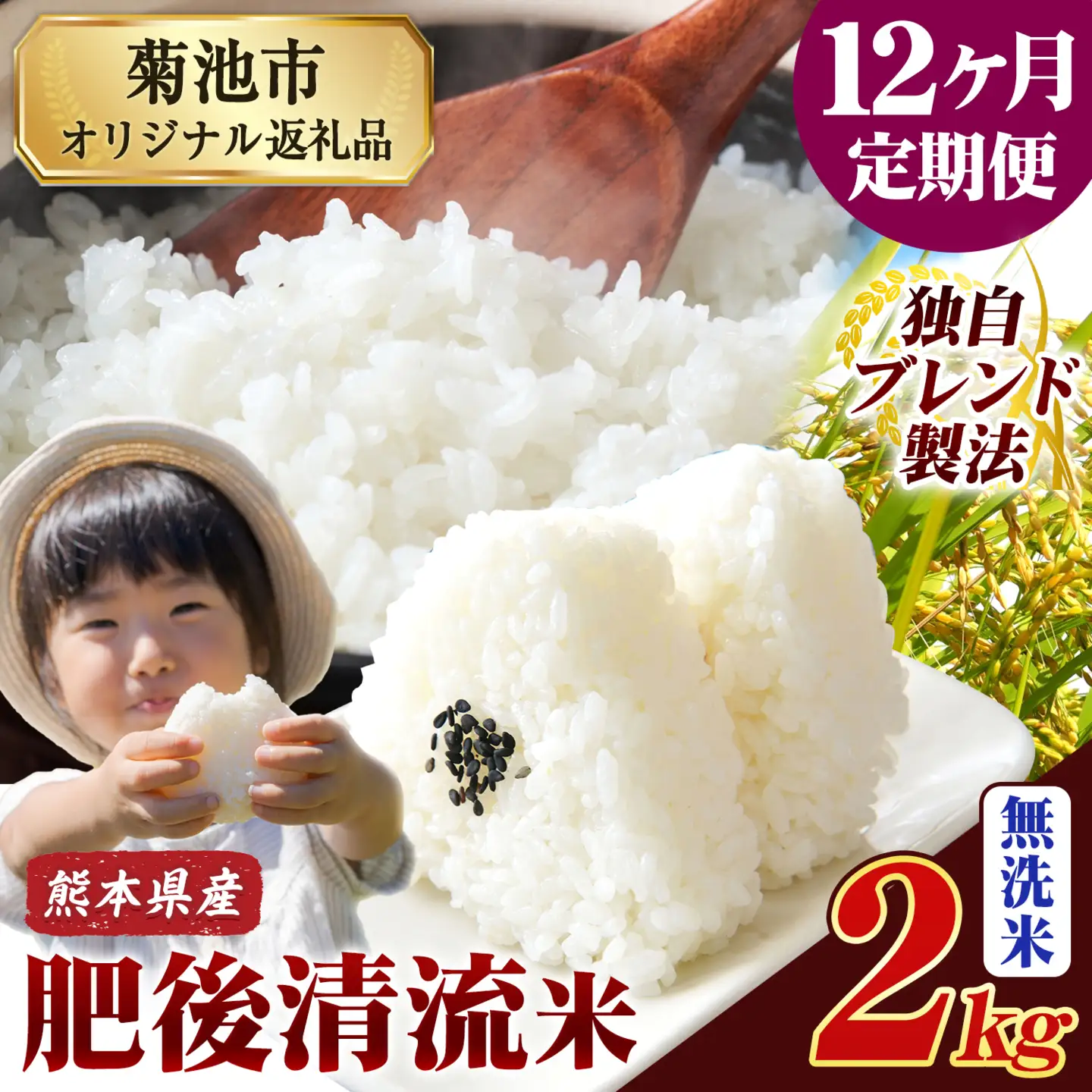 【12ヶ月定期便】熊本県産 肥後清流米 無洗米 2kg《お申込み翌月から出荷》ふるさとのうぜい 米 コメ