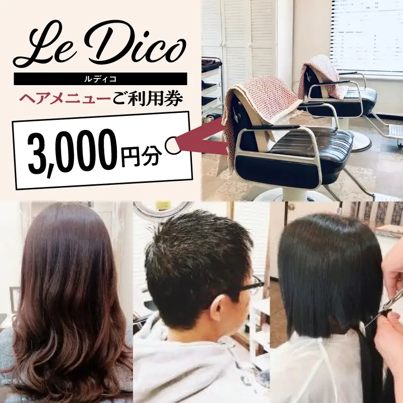 【ル・ディコ】ヘアメニューご利用券（3,000円分） 【249001】