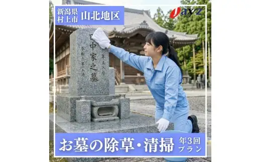 【年3回】お墓掃除代行サービス（清掃・除草プラン）【対象地区：山北地区】1106006　新潟県 村上市 （株）日本アクシィーズ お墓 掃除 草刈り