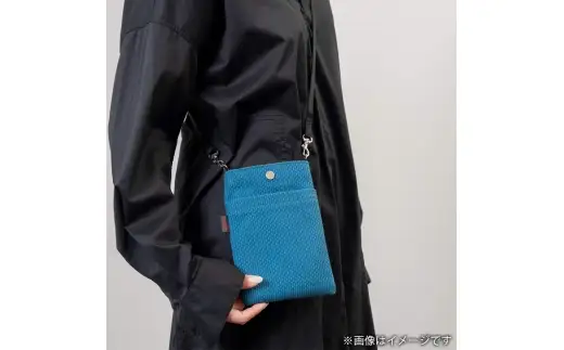 三河木綿刺し子織 sasicco スマホショルダー （ ターコイズ ） 