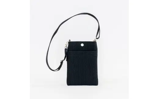 三河木綿刺し子織 sasicco スマホショルダー （ 黒 ） 