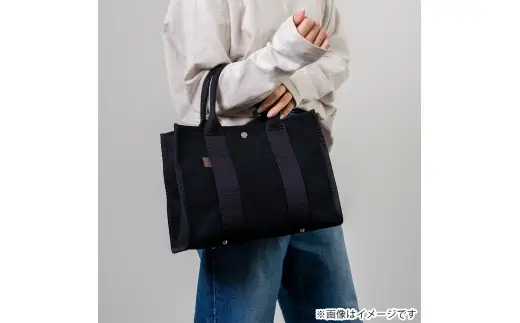 三河木綿刺し子織 sasicco スクエアトートM （ 黒 ） 