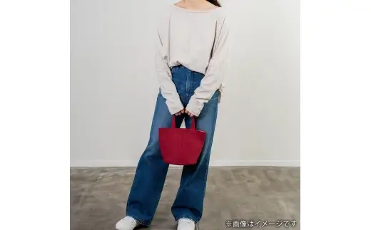 三河木綿刺し子織バッグ sasicco コールバッグ （ 赤 ） 