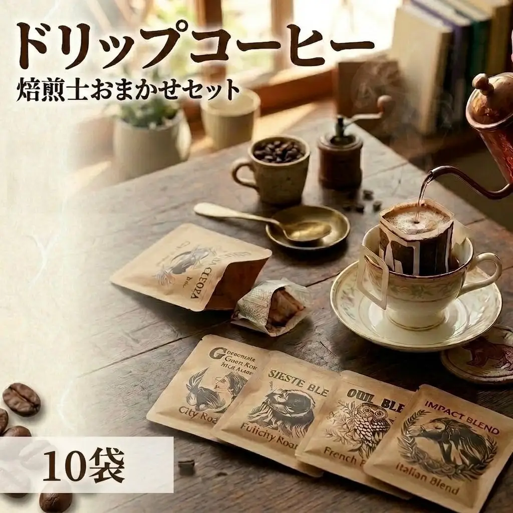 珈琲 ドリップコーヒー ＜焙煎士おまかせ詰め合わせセット＞   10袋 コーヒー 自家焙煎 ドリップバッグ 焙煎 おまかせ セット 飲み比べ 北海道 安平町 安平
