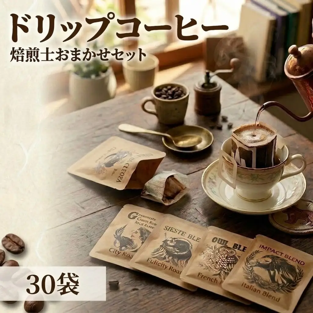 珈琲 ドリップコーヒー ＜焙煎士おまかせ詰め合わせセット＞   30袋 コーヒー 自家焙煎 ドリップバッグ 焙煎 おまかせ セット 飲み比べ 北海道 安平町 安平