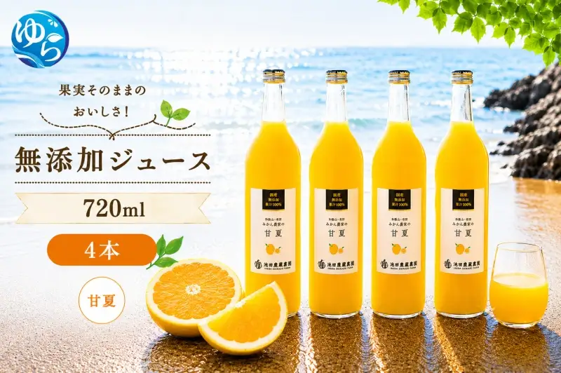 甘夏 100% ジュース / 甘夏 ストレート 果汁 無添加 柑橘 和歌山 14000円 720ml ※北海道・沖縄・離島への配送不可 //drink 【ikd100-ama720-4】