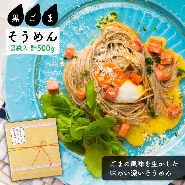 そうめんの吉田がつくる黒ごまそうめん (50g×5束)×2袋入  / そうめん 素麺 麺 乾麺 / 南島原市 / 吉田食品手延工場 [SCL005]