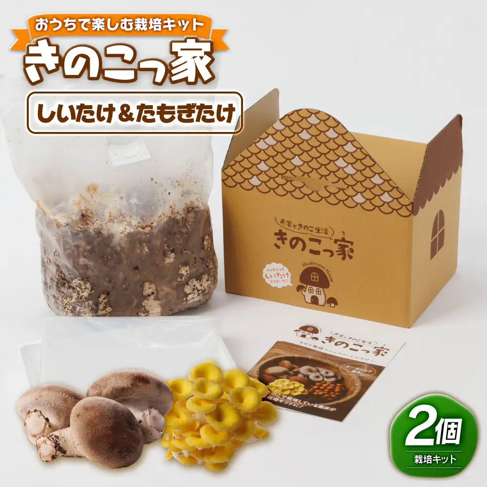 おうちで楽しむ栽培キット「きのこっ家」2種セット　しいたけ×たもぎたけ　 【鳥取県 境港市】